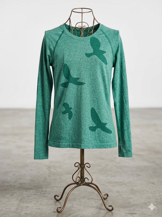 oiselle Tops - Green Oiselle Long Sleeve Flyte Running Top with Bird Print Large